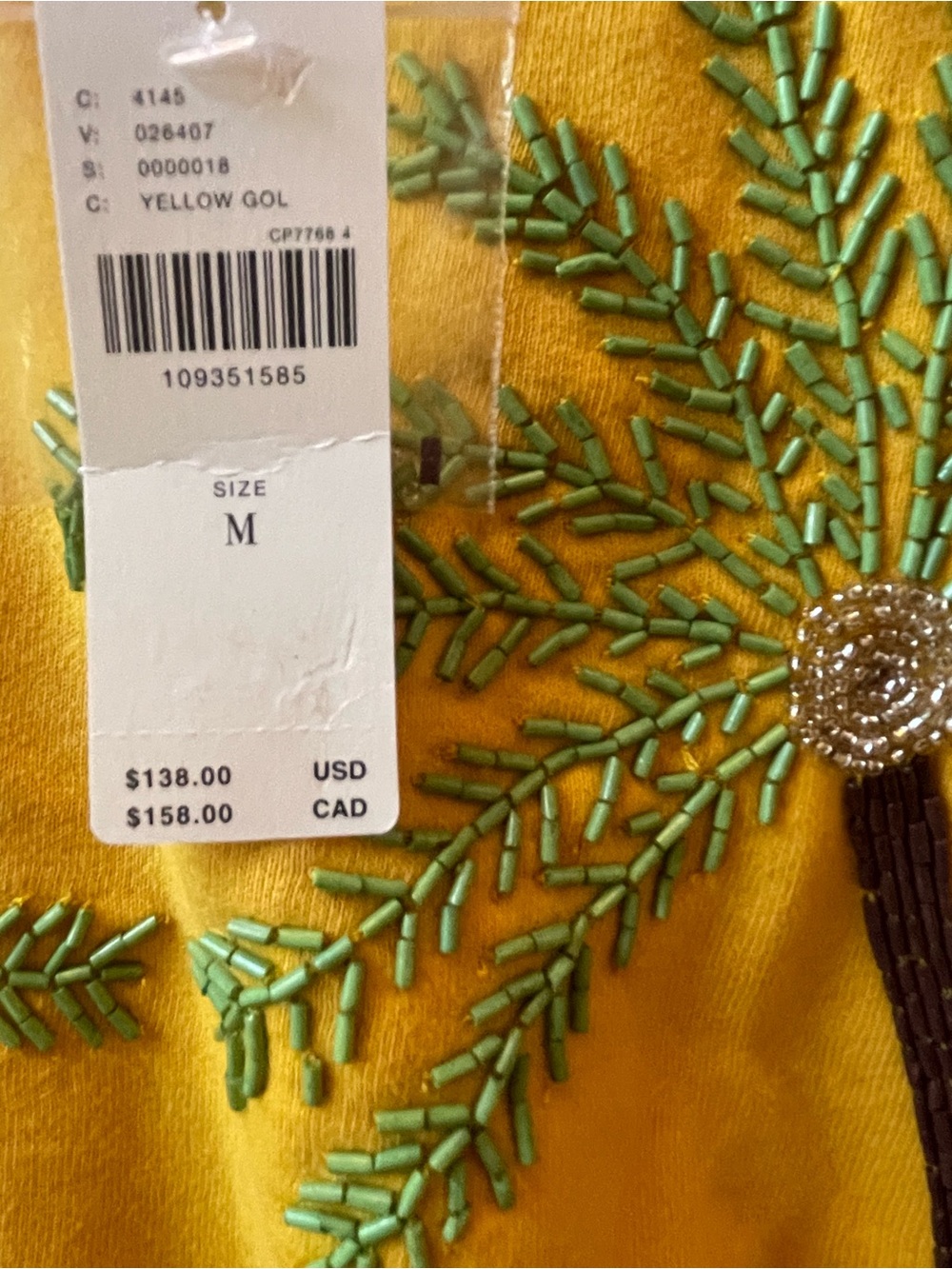 Anthropologie NWT Sz M  highly rated beaded Palm Deco Crop Fleece T-shirt - Picture 10 of 12